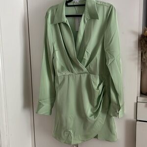 Green silk dress